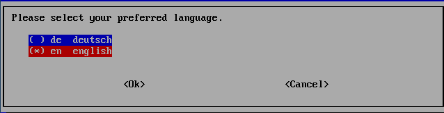 Screenshot: Sélection de la langue