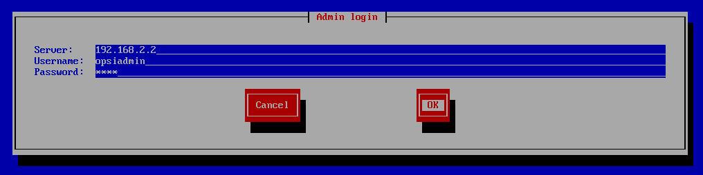 Screenshot: bootimage / boot-cd: Authentifier en tant que membre du groupe opsiadmin