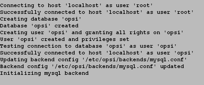 Output: opsi-setup --configure-mysql